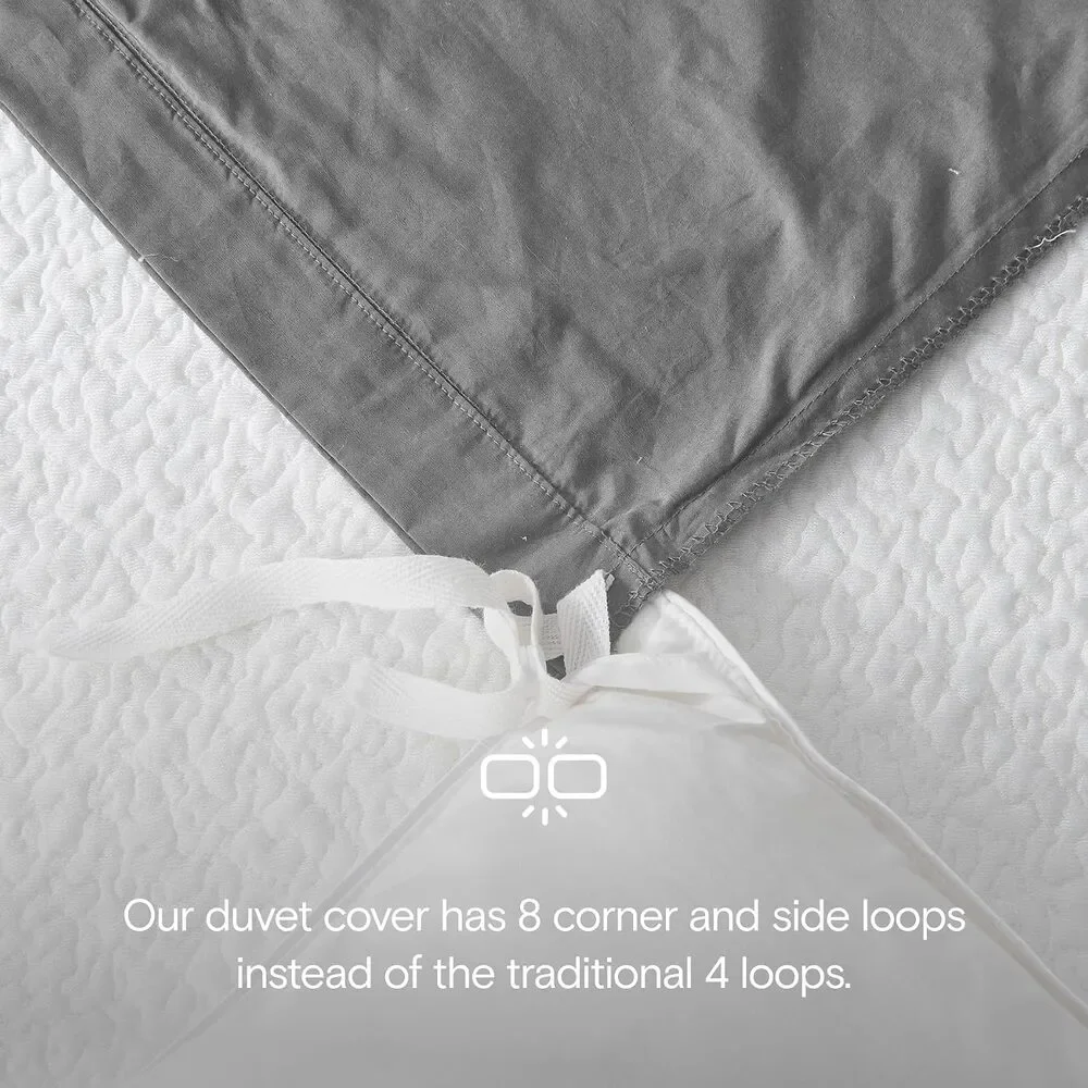 NWT DOZ by SIJO Organic Duvet Cover Set, Percale Cotton Storm, King/Cal King